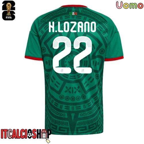 Messico Hirving Lozano #22 Prima Maglia Mondiali 2026 Manica Corta